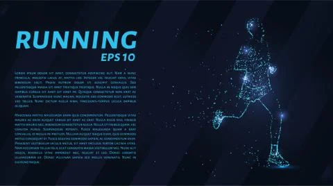 Runner consists of points. Particles in the form of a runner on a dark backgr Stock Illustration