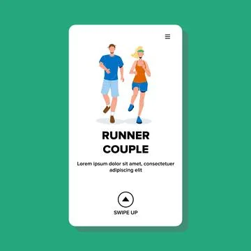 Runner Couple Young Man And Woman Sportsman Vector Ilustração Stock