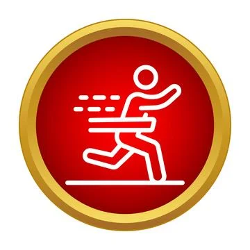Runner crossing finish line achieving victory icon Stock Illustration