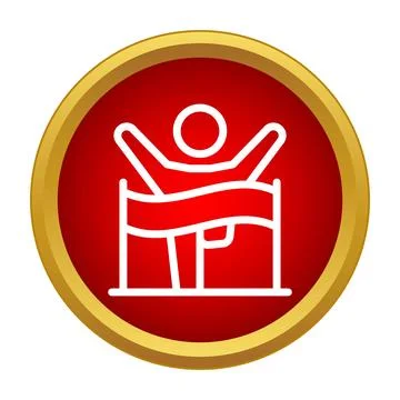 Runner crossing finish line achieving victory icon Ilustração Stock
