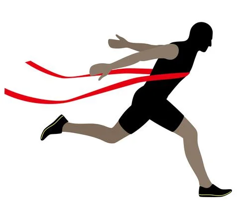 Runner crossing the finish line; vector illustration Stock Illustration