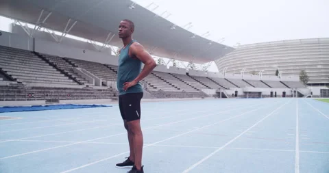 Runner, face and athlete for training on track, commitment and fitness for Video stock 256961228