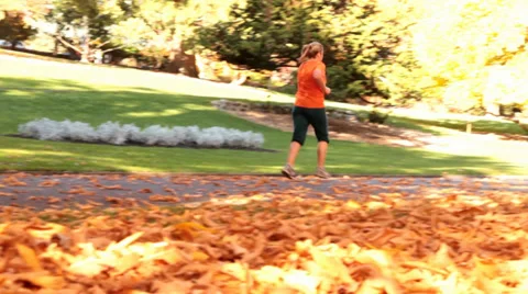 Runner with Fall Leaves Video stock 34130178