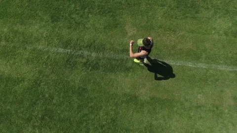 Runner in field Stock Footage 77051163