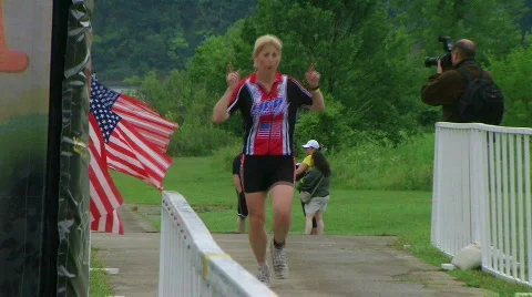 Runner Finishing Race Stock Footage 649116