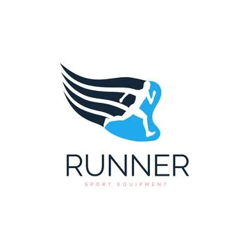 Runner flag logo designs template vector Stock Illustration