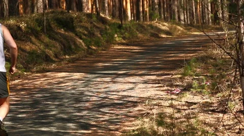 Runner in a forest Stock Footage 49778974