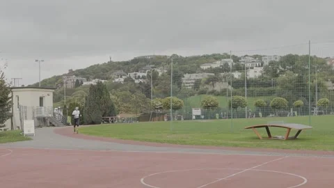 Runner in front of Gellert hill, Budapest Stock Footage 166090583