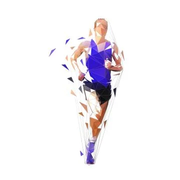 Runner, front view isolated polygonal vector illustration, abstract geometric Stock Illustration