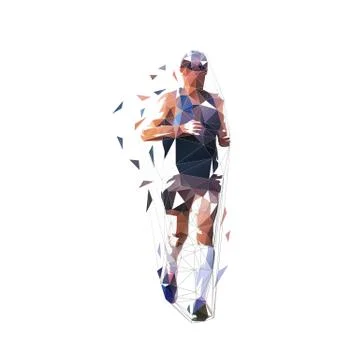 Runner, front view isolated polygonal vector illustration, abstract geometric Stock Illustration