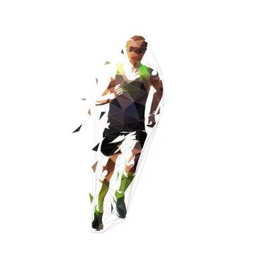 Runner, front view isolated polygonal vector illustration, abstract geometric Stock Illustration