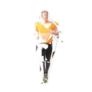 Runner, front view isolated polygonal vector illustration, abstract geometric Stock Illustration