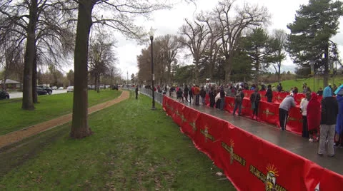 Runner going by and down to the finish line. Stock Footage 22728906