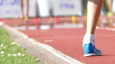 Runner group stadium agcs Stock Footage 52680715