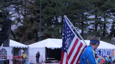 Runner holding the flag Stock Footage 22731734