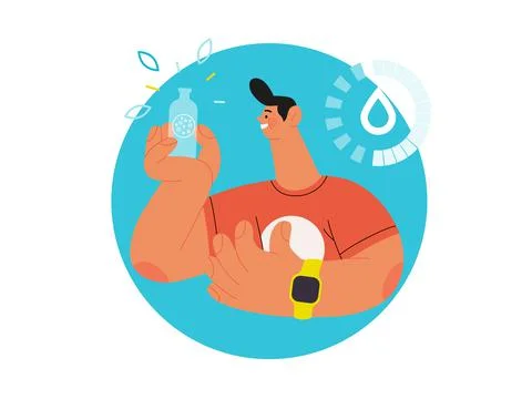 Runner - hydration, a young man with a bottle of isotonic drink Stock Illustration