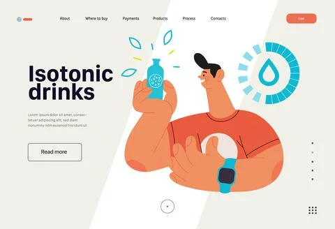 Runner - hydration, a young man with a bottle of isotonic drink, website 스톡 일러스트