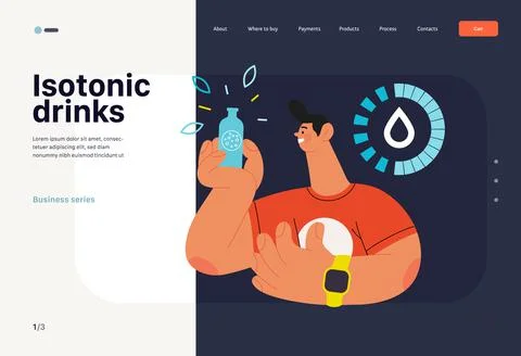 Runner - hydration, a young man with a bottle of isotonic drink, website 스톡 일러스트