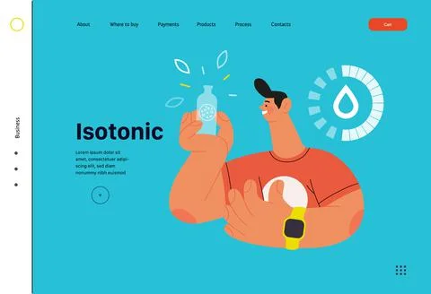 Runner - hydration, a young man with a bottle of isotonic drink, website Illustrazione stock