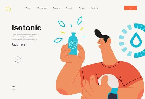 Runner - hydration, a young man with a bottle of isotonic drink, website Illustrazione stock