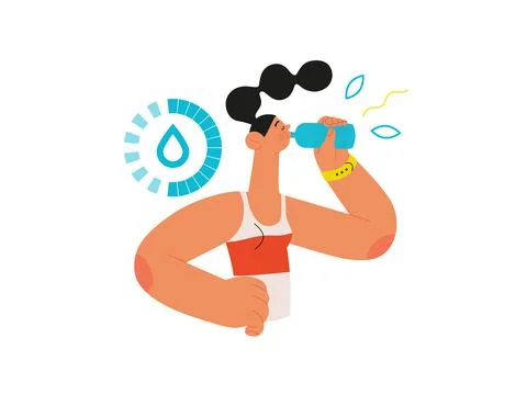 Runner - hydration, a young woman drinking water 스톡 일러스트
