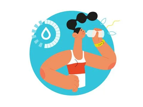 Runner - hydration, a young woman drinking water Illustrazione stock