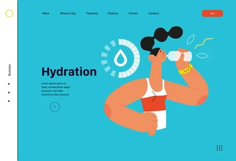 Runner - hydration, a young woman drinking water, website template Stock Illustration