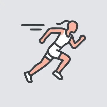Runner icon in simple style. A simple vector illustration of a female runne.. Stock Illustration