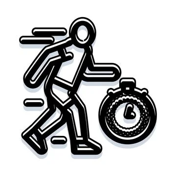 Runner icon speeding up against stopwatch timer 스톡 일러스트