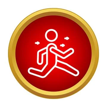 Runner icon symbolizing speed, exercise, and health on red background Ilustração Stock
