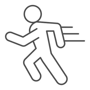Runner line and solid icon. Sportsman running with speed motion symbol, outline Stock Illustration