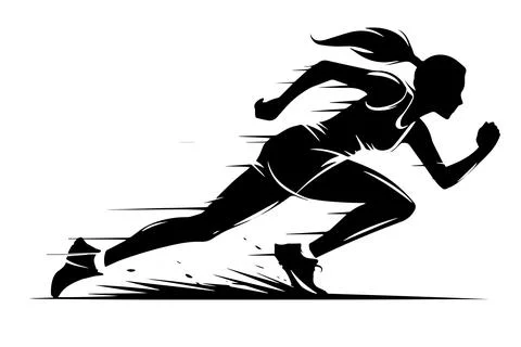 Runner Logo: Abstract Vector Athlete Silhouette Illustration. Sport, Marathon Stock Illustration