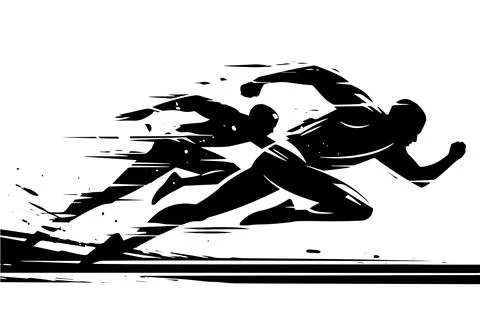 Runner Logo: Abstract Vector Athlete Silhouette Illustration. Sport, Marathon Stock Illustration