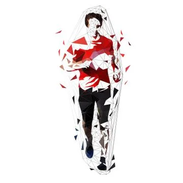Runner, low polygonal vector illustration. Geometric sprinter, front view. Ad Stock Illustration