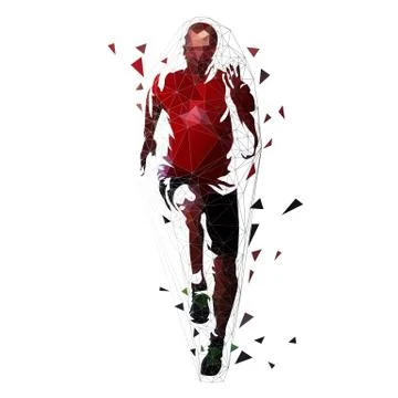Runner, low polygonal vector illustration. Geometric sprinter, front view. Ad Stock Illustration