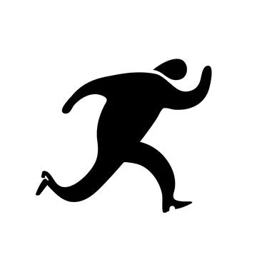 Runner man icon. Running fast black silhouette. Sign, symbol. Stock Illustration