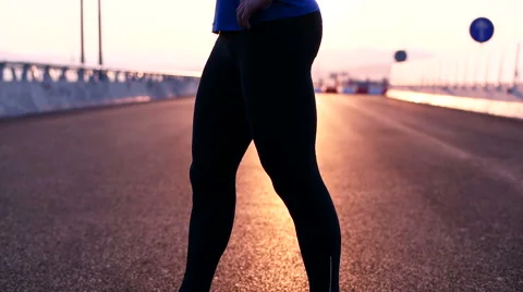 Runner man stretching and resting after running on  road.Handsome Caucasian m Video stock 67360358