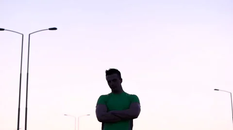 Runner man stretching and taking rest on road. Handsome Caucasian male fitnes Video stock 67366353