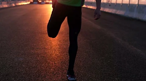 Runner man stretching and taking rest on road. Handsome Caucasian male fitnes Video stock 67367179