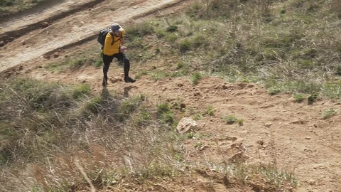 Runner in the mountains Stock Footage 105404235