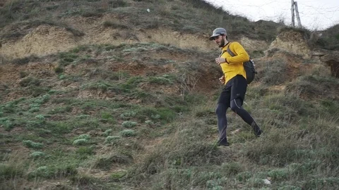 Runner in the mountains Stock Footage 105404305