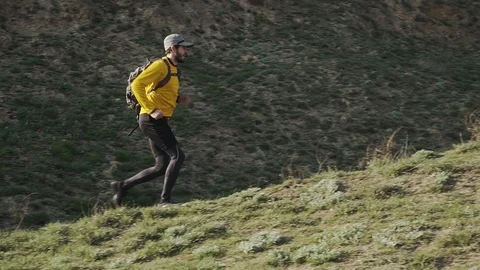 Runner in the mountains Stock Footage 105404365