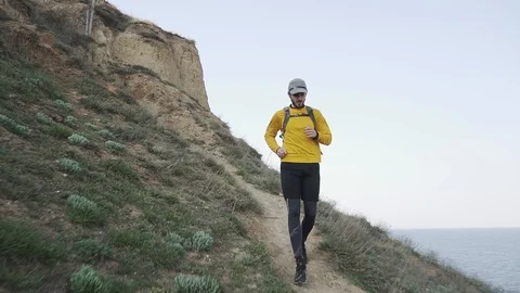 Runner in the mountains Stock Footage 105404367