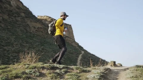 Runner in the mountains Stock Footage 105404368