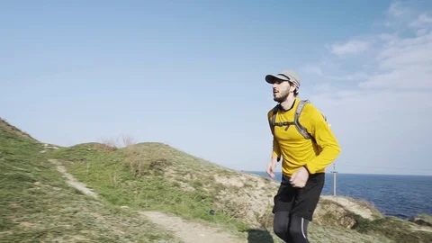 Runner in the mountains Stock Footage 105404378