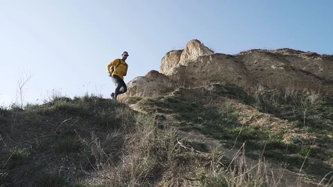 Runner in the mountains Stock Footage 105404379
