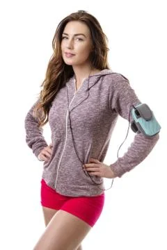 Runner with mp3 player Foto stock