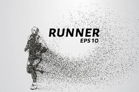Runner of the particles. Athlete consists of circles and points. Vector ill.. Stock Illustration