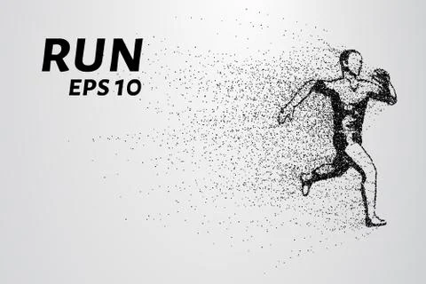 Runner of the particles. A man runs and wind from him to break away pieces. R Stock Illustration