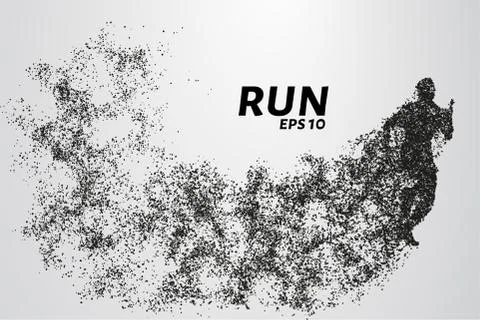 Runner of the particles. The man runs and the wind out of him pulling out pie Stock Illustration